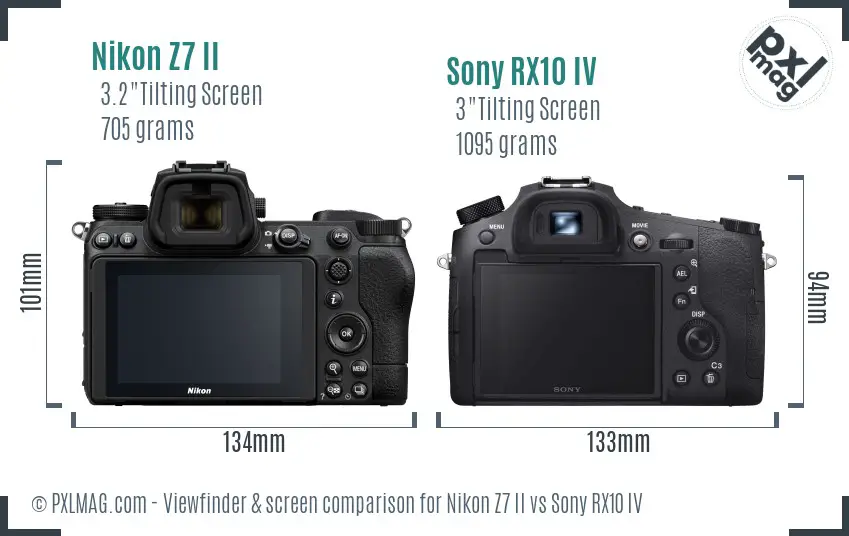 Nikon Z7 II vs Sony RX10 IV Screen and Viewfinder comparison