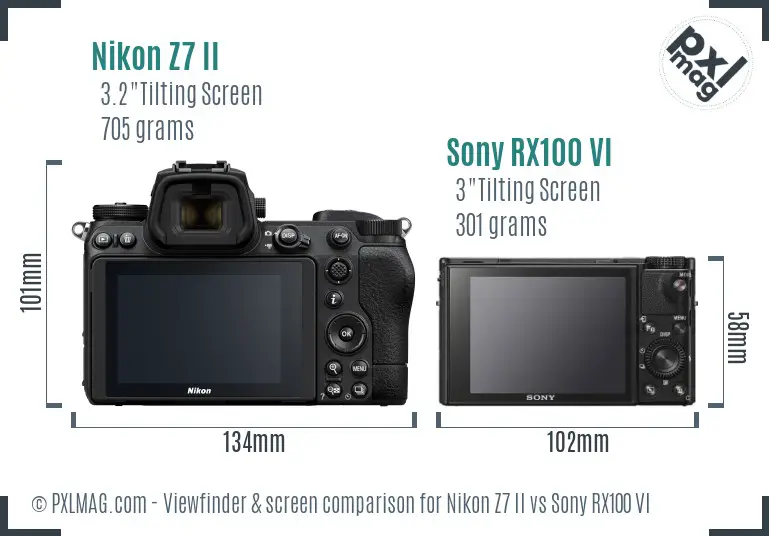 Nikon Z7 II vs Sony RX100 VI Screen and Viewfinder comparison Nikon Z7 II vs Sony RX100 VI Screen and Viewfinder comparison