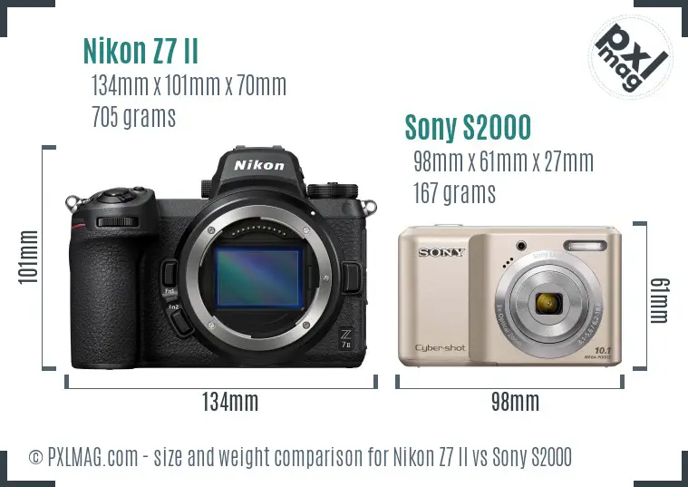 Nikon Z7 II vs Sony S2000 size comparison Nikon Z7 II vs Sony S2000 size comparison