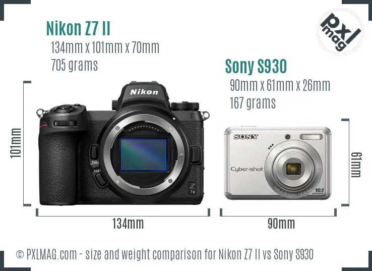 Nikon Z7 II vs Sony S930 size comparison