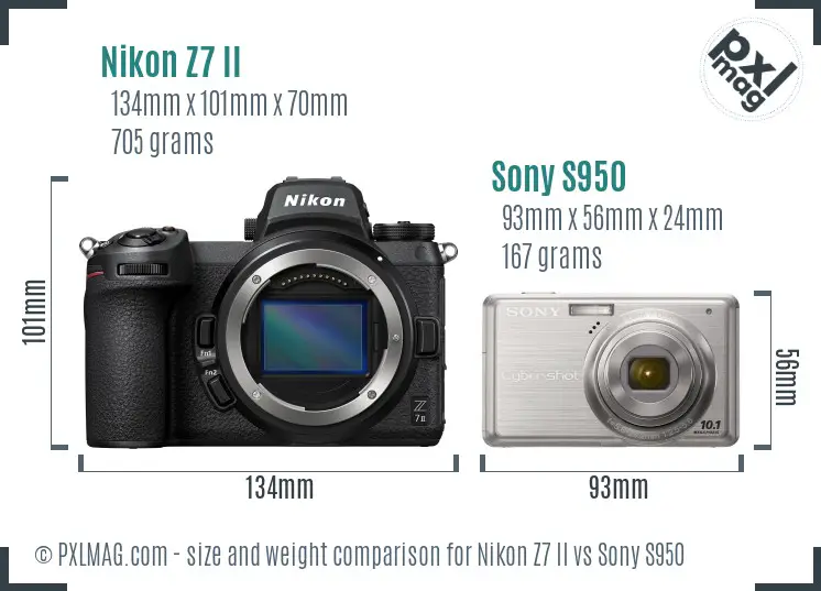 Nikon Z7 II vs Sony S950 size comparison