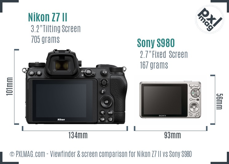 Nikon Z7 II vs Sony S980 Screen and Viewfinder comparison