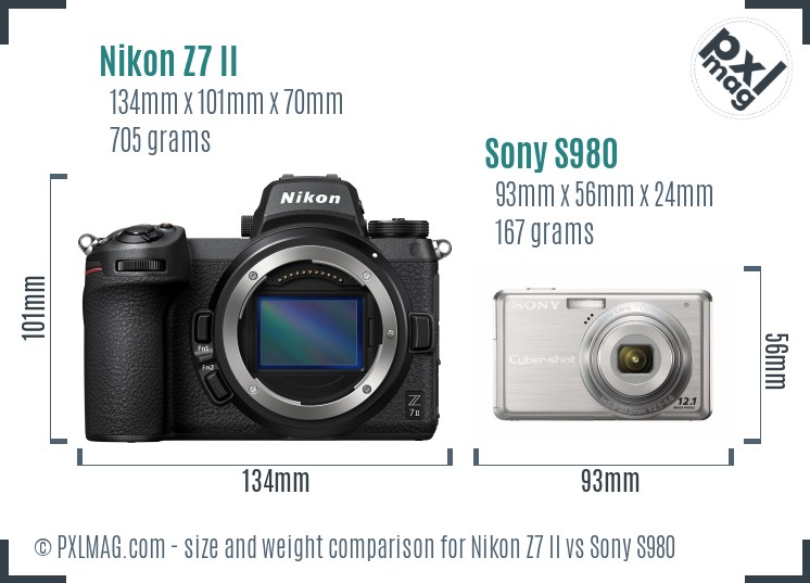 Nikon Z7 II vs Sony S980 size comparison Nikon Z7 II vs Sony S980 size comparison