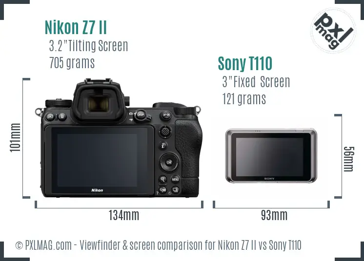 Nikon Z7 II vs Sony T110 Screen and Viewfinder comparison