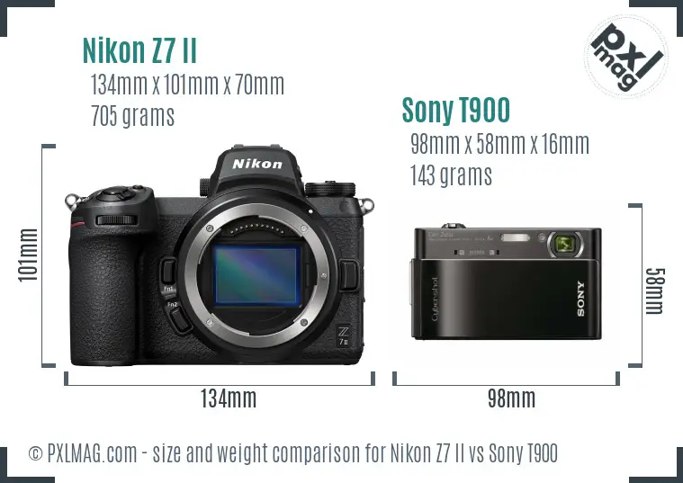 Nikon Z7 II vs Sony T900 size comparison