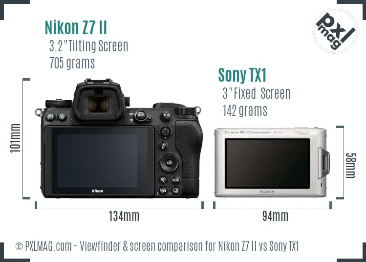 Nikon Z7 II vs Sony TX1 Screen and Viewfinder comparison