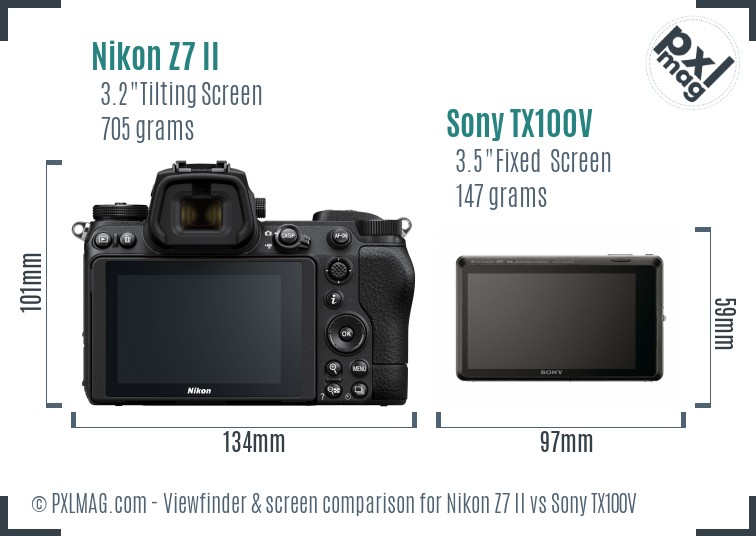 Nikon Z7 II vs Sony TX100V Screen and Viewfinder comparison