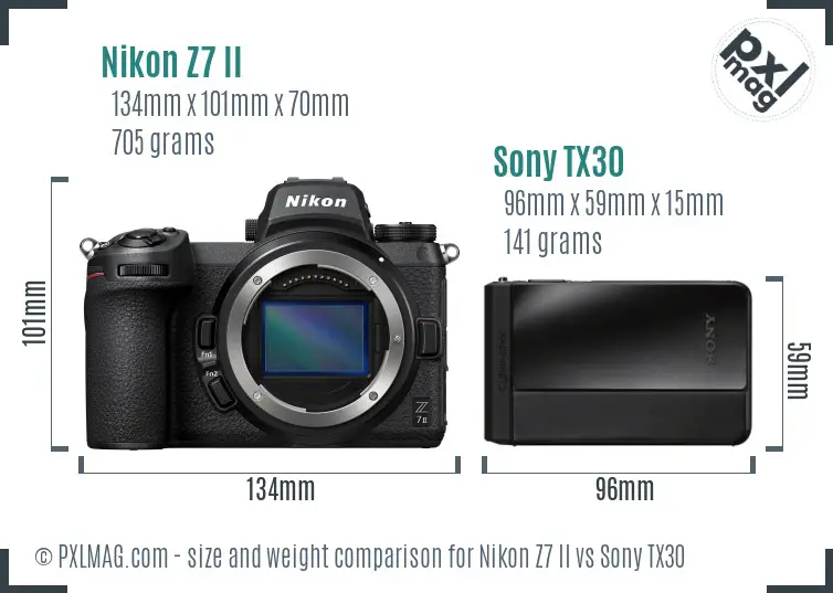 Nikon Z7 II vs Sony TX30 size comparison Nikon Z7 II vs Sony TX30 size comparison