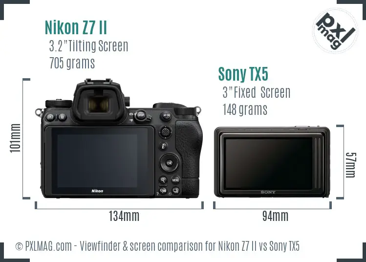 Nikon Z7 II vs Sony TX5 Screen and Viewfinder comparison