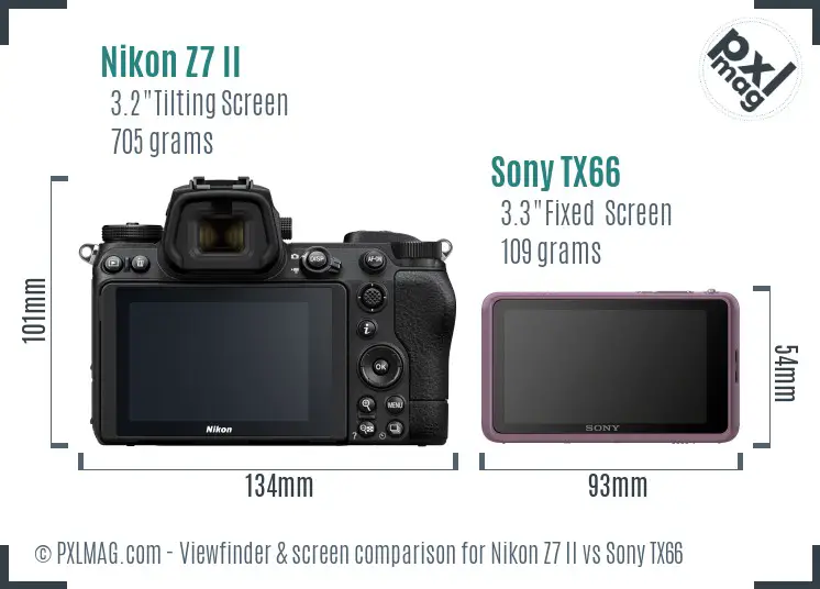 Nikon Z7 II vs Sony TX66 Screen and Viewfinder comparison