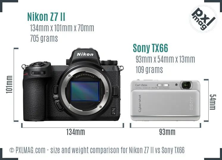 Nikon Z7 II vs Sony TX66 size comparison