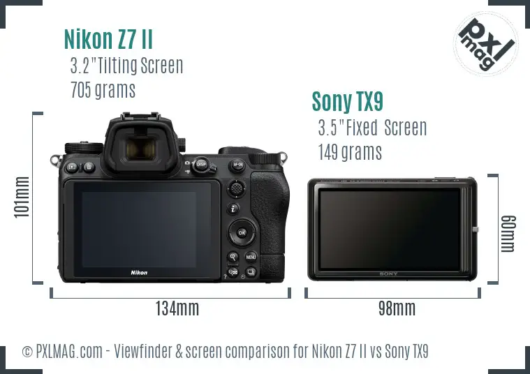Nikon Z7 II vs Sony TX9 Screen and Viewfinder comparison