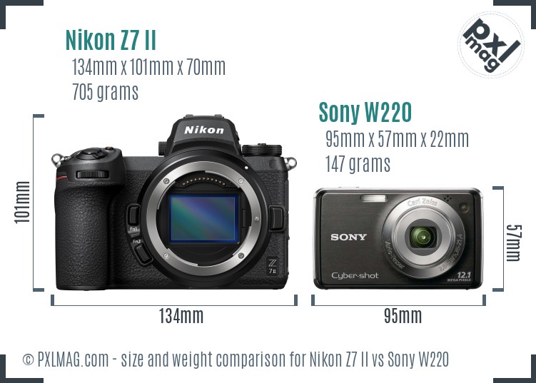 Nikon Z7 II vs Sony W220 size comparison