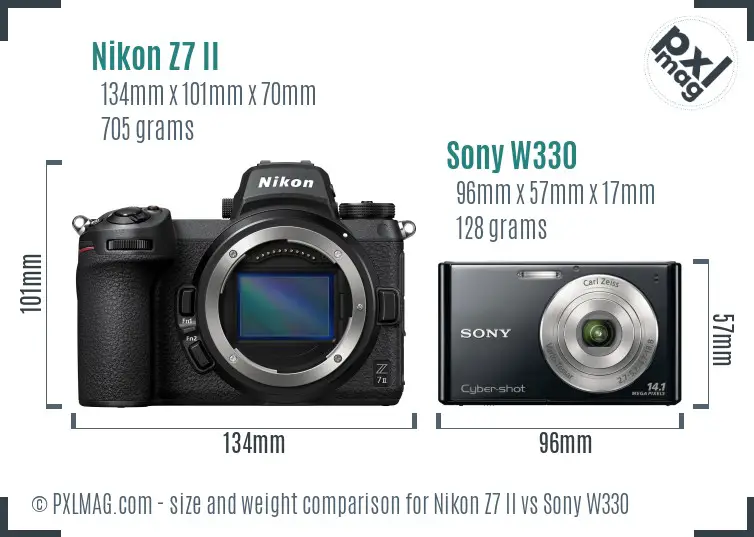 Nikon Z7 II vs Sony W330 size comparison