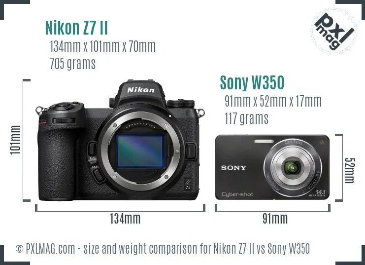 Nikon Z7 II vs Sony W350 size comparison