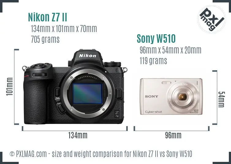Nikon Z7 II vs Sony W510 size comparison