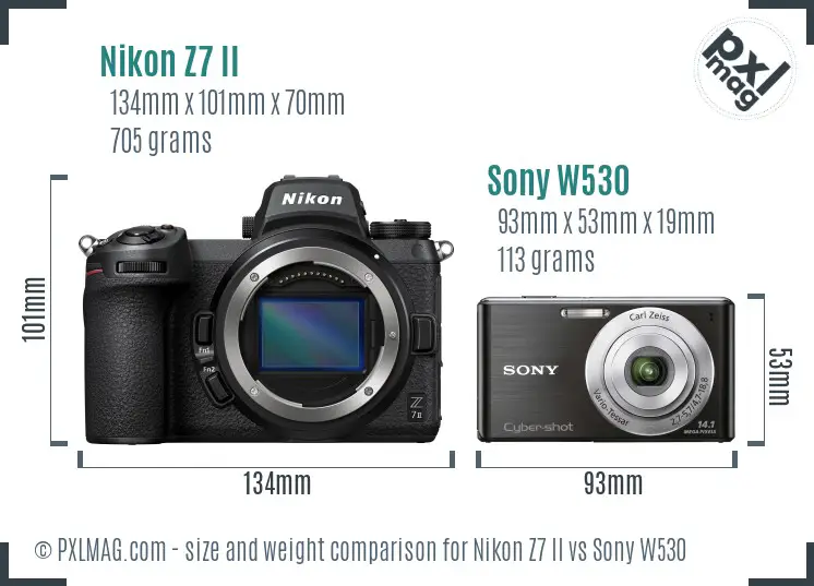 Nikon Z7 II vs Sony W530 size comparison Nikon Z7 II vs Sony W530 size comparison