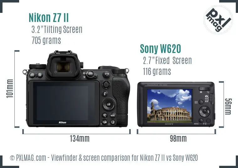 Nikon Z7 II vs Sony W620 Screen and Viewfinder comparison