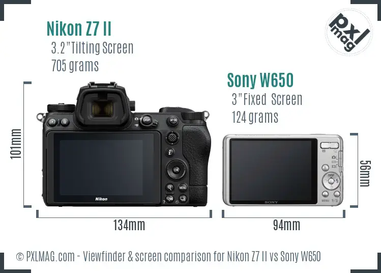 Nikon Z7 II vs Sony W650 Screen and Viewfinder comparison Nikon Z7 II vs Sony W650 Screen and Viewfinder comparison
