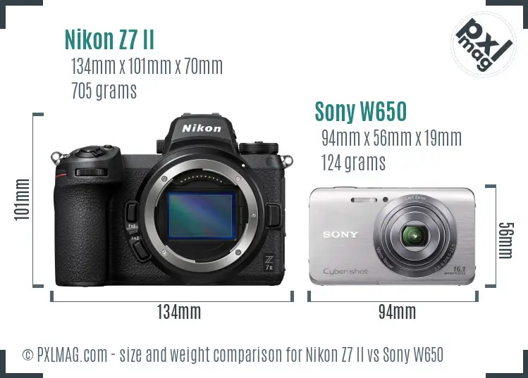 Nikon Z7 II vs Sony W650 size comparison Nikon Z7 II vs Sony W650 size comparison