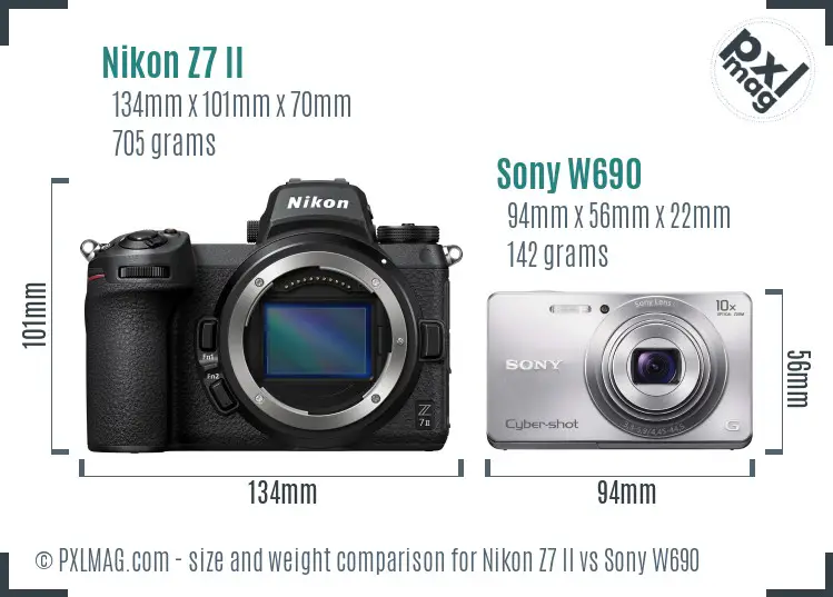 Nikon Z7 II vs Sony W690 size comparison