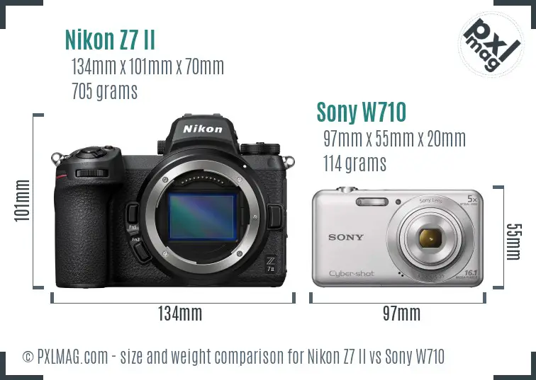 Nikon Z7 II vs Sony W710 size comparison