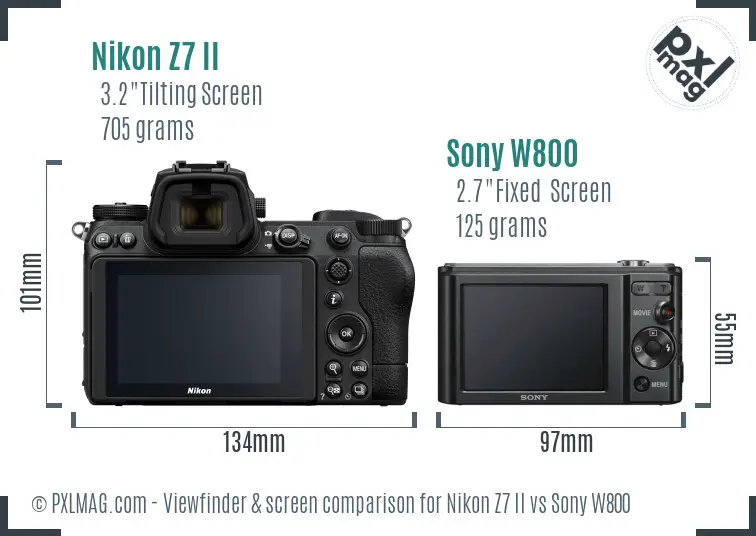 Nikon Z7 II vs Sony W800 Screen and Viewfinder comparison