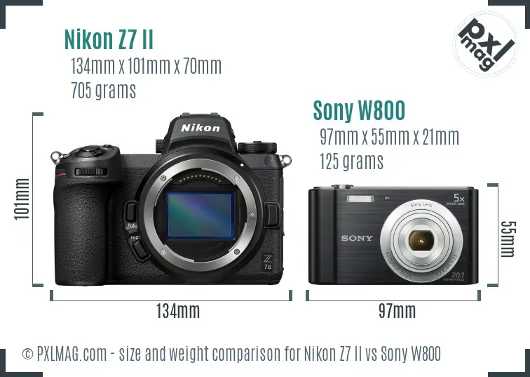 Nikon Z7 II vs Sony W800 size comparison