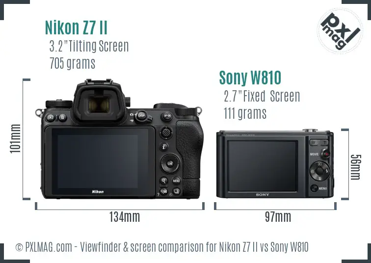 Nikon Z7 II vs Sony W810 Screen and Viewfinder comparison