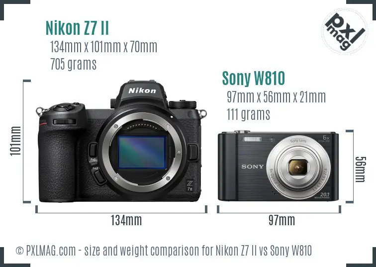 Nikon Z7 II vs Sony W810 size comparison