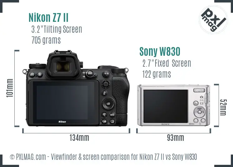 Nikon Z7 II vs Sony W830 Screen and Viewfinder comparison