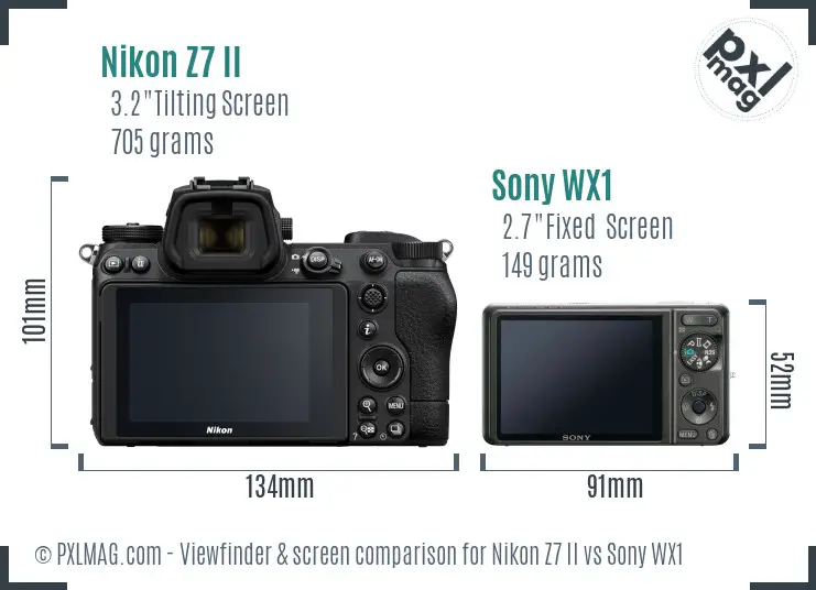 Nikon Z7 II vs Sony WX1 Screen and Viewfinder comparison