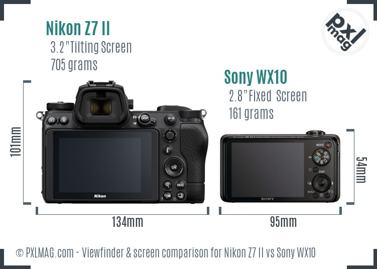 Nikon Z7 II vs Sony WX10 Screen and Viewfinder comparison