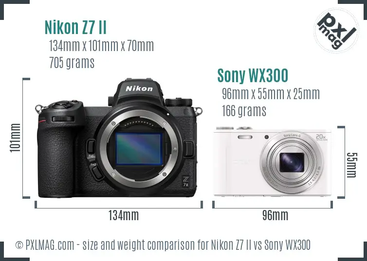 Nikon Z7 II vs Sony WX300 size comparison