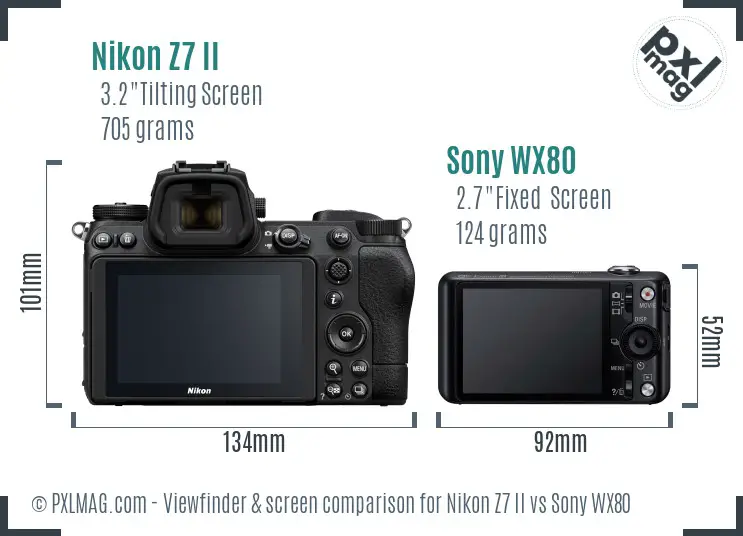 Nikon Z7 II vs Sony WX80 Screen and Viewfinder comparison