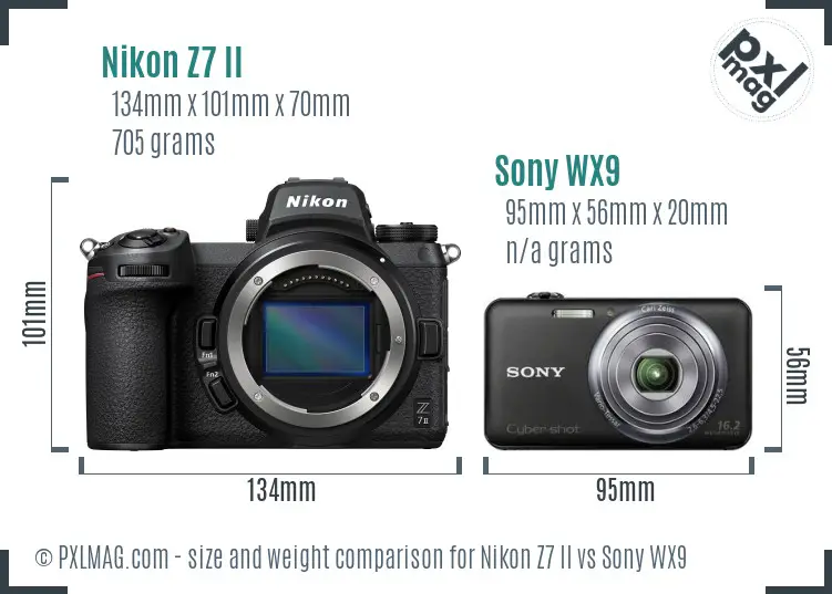 Nikon Z7 II vs Sony WX9 size comparison