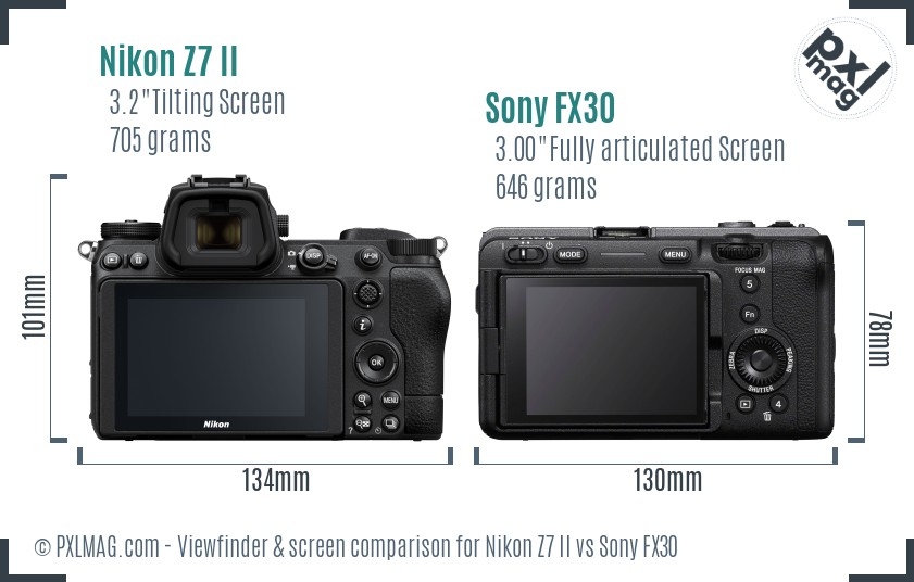 Nikon Z7 II vs Sony FX30 Screen and Viewfinder comparison