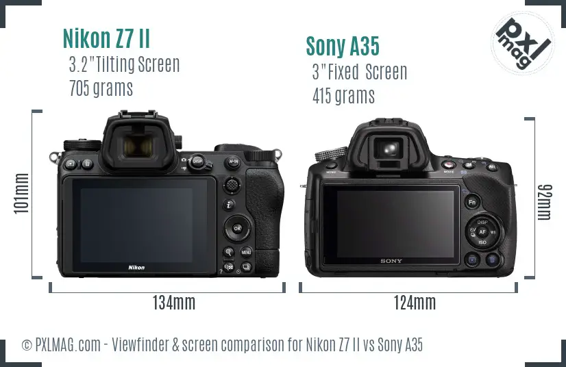 Nikon Z7 II vs Sony A35 Screen and Viewfinder comparison