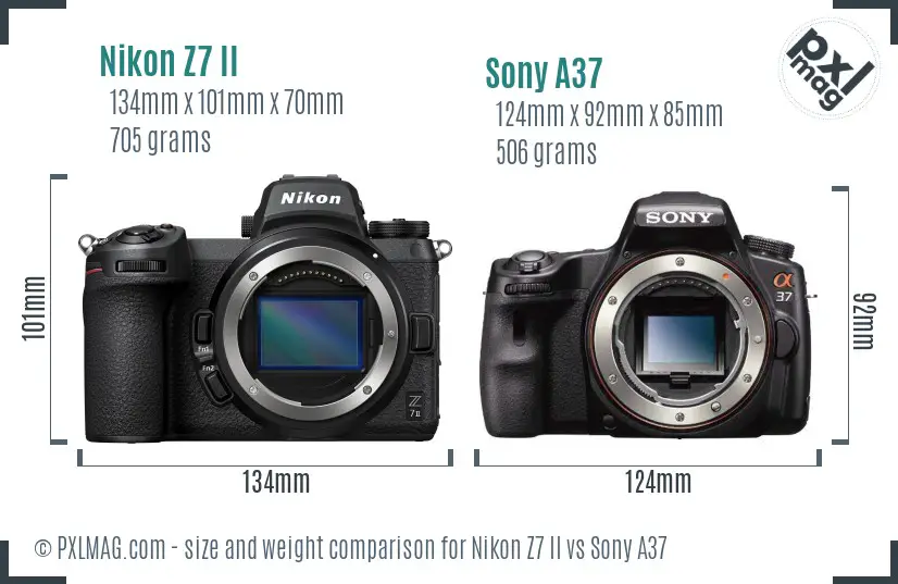 Nikon Z7 II vs Sony A37 size comparison