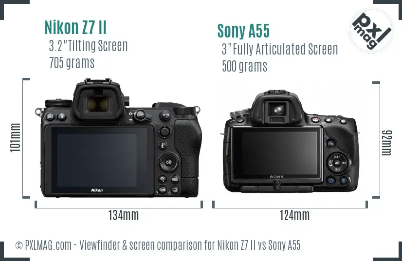 Nikon Z7 II vs Sony A55 Screen and Viewfinder comparison