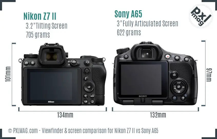 Nikon Z7 II vs Sony A65 Screen and Viewfinder comparison