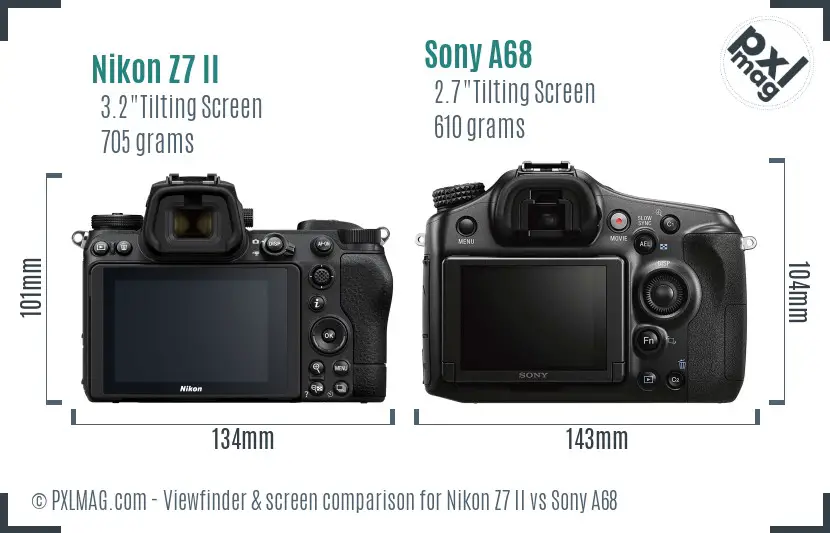 Nikon Z7 II vs Sony A68 Screen and Viewfinder comparison