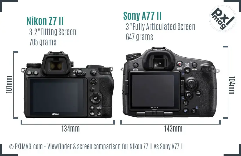 Nikon Z7 II vs Sony A77 II Screen and Viewfinder comparison
