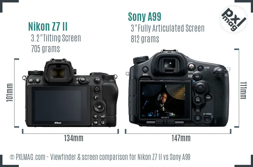 Nikon Z7 II vs Sony A99 Screen and Viewfinder comparison