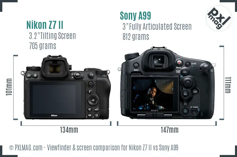 Nikon Z7 II vs Sony A99 Screen and Viewfinder comparison Nikon Z7 II vs Sony A99 Screen and Viewfinder comparison