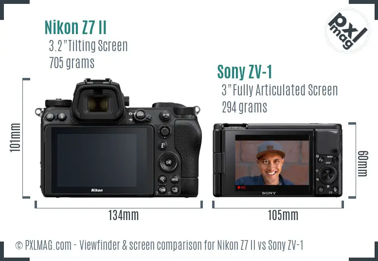 Nikon Z7 II vs Sony ZV-1 Screen and Viewfinder comparison