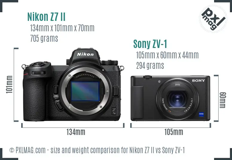 Nikon Z7 II vs Sony ZV-1 size comparison