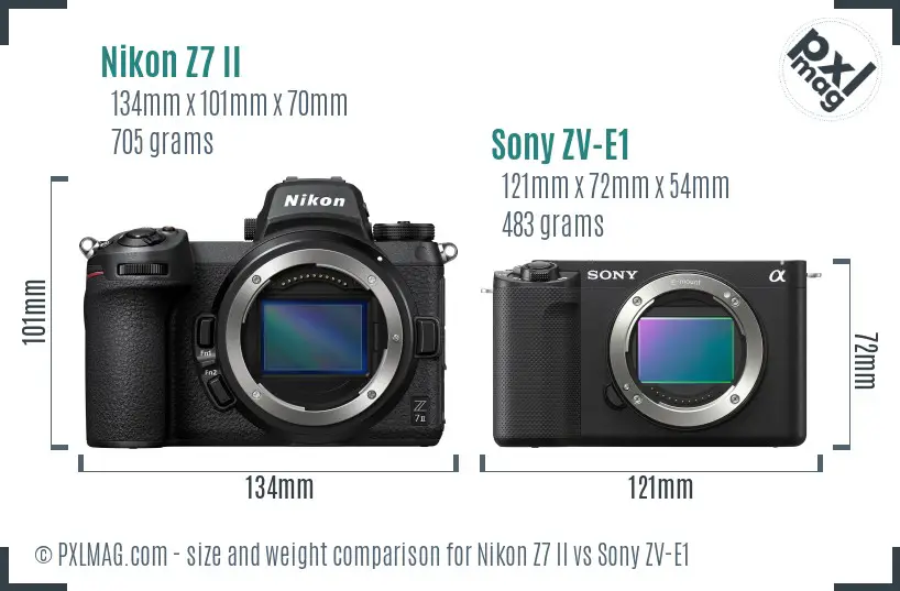 Nikon Z7 II vs Sony ZV-E1 size comparison Nikon Z7 II vs Sony ZV-E1 size comparison