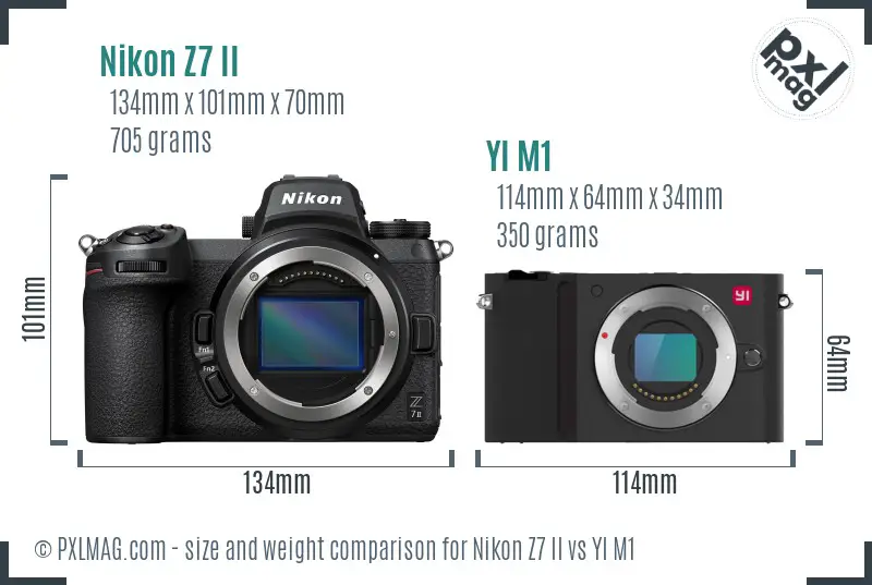 Nikon Z7 II vs YI M1 size comparison