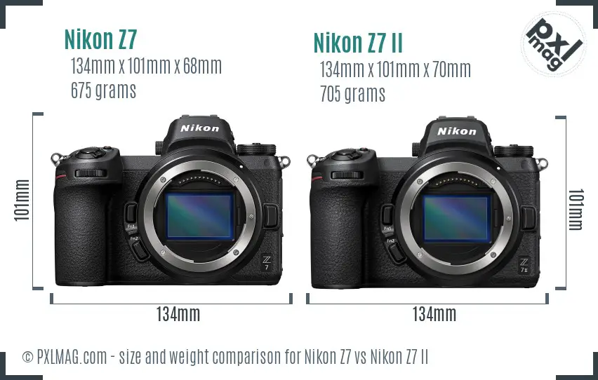 Nikon Z7 vs Nikon Z7 II size comparison